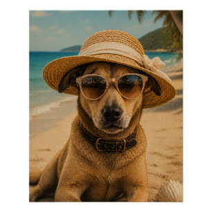 Póster Retro de Playa con Imagen y Texto Personali