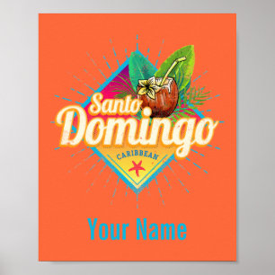 Póster Retro de Santo Domingo Caribe República Dominicana