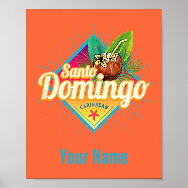 Póster Retro de Santo Domingo Caribe República Dominicana (Frente)