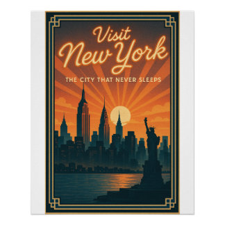 Póster Retro de Skyline de Nueva York
