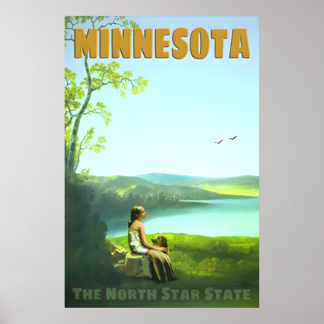 Póster Retro de Viaje del Estado de Minnesota Nort (Frente)