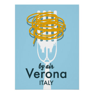 Póster retro de viaje por aire Verona Italia.