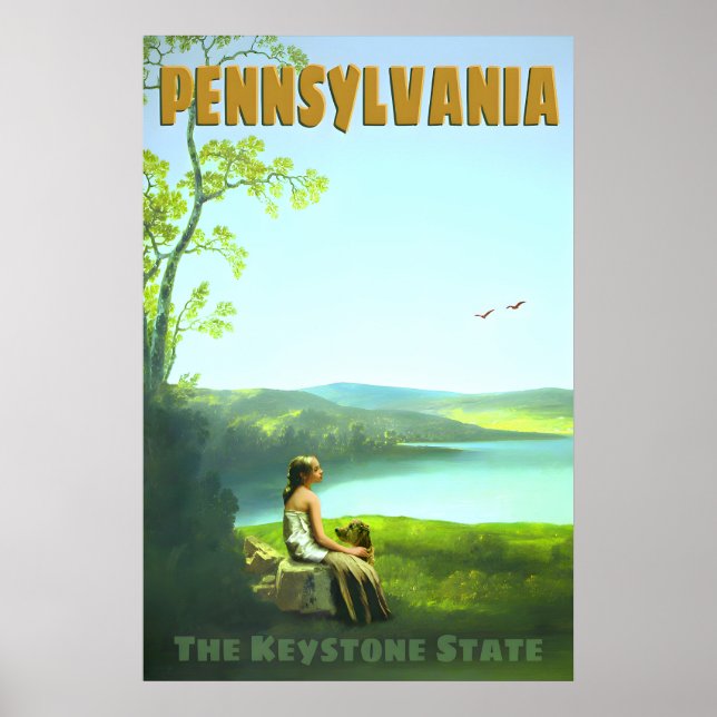 Póster Retro de Viajes de Pennsylvania Keystone St (Frente)