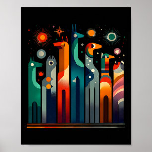 Póster Retro de vintage divertido de cuello largo de medi