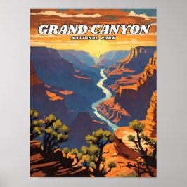 Póster Retro del ilustracion del Parque Nacional del Gran