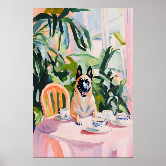 Póster Retro del Malinois Belga, Malinois Belga (Frente)