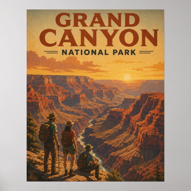 Póster retro del Parque Nacional del Gran Cánion a (Frente)