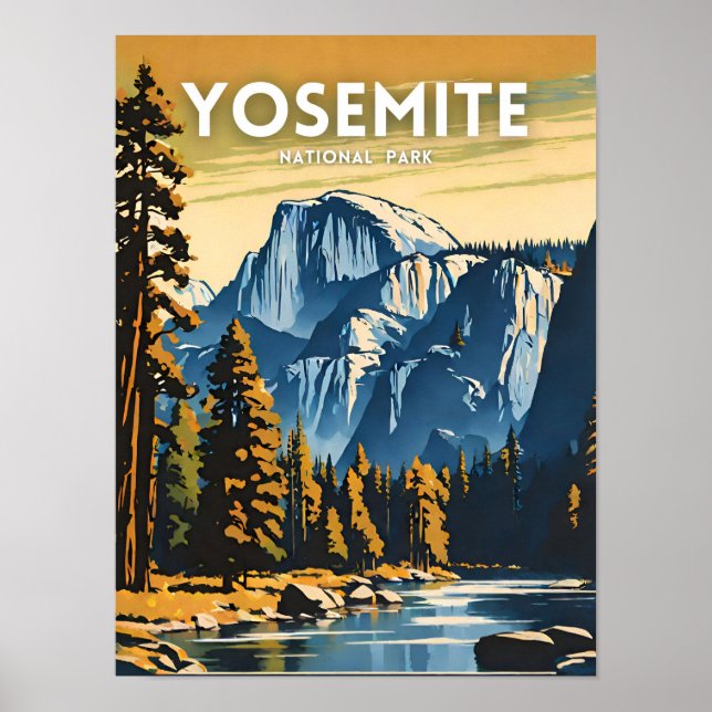 Póster Retro del Parque Nacional Yosemite (Frente)