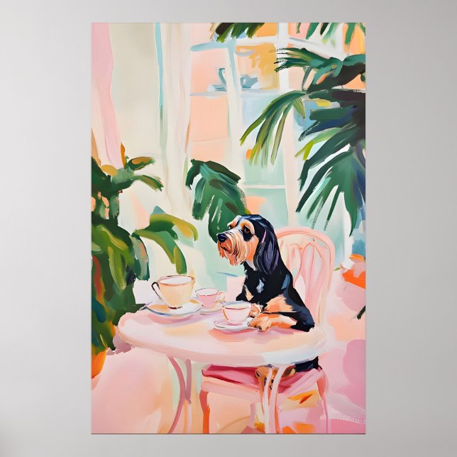 Póster Retro del Pointer Alemán de Pelo Cargado, A (Frente)