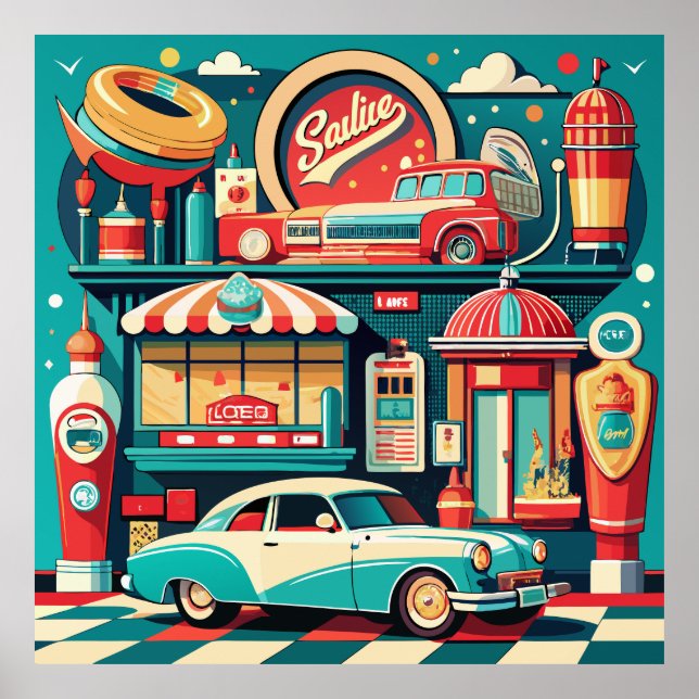 Póster Retro Diner Americana (Frente)