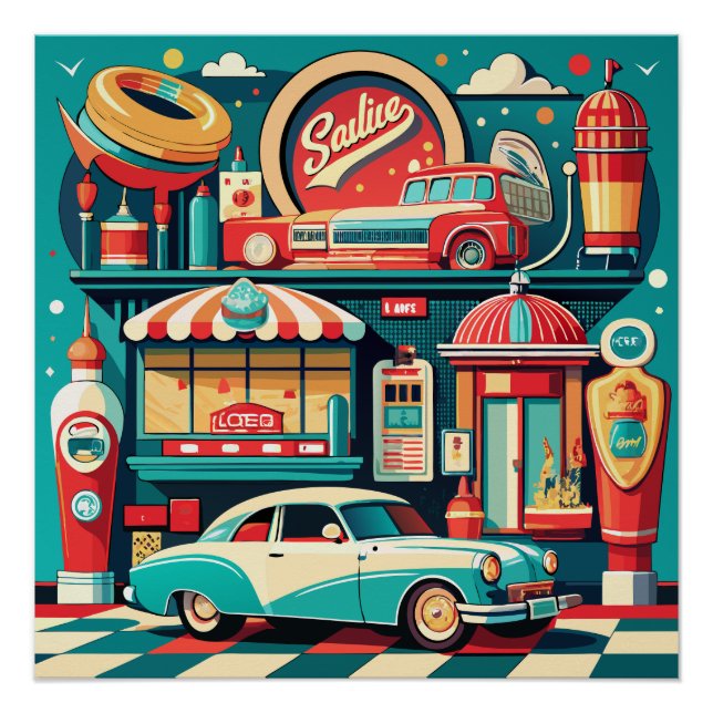Póster Retro Diner Americana (Anverso)