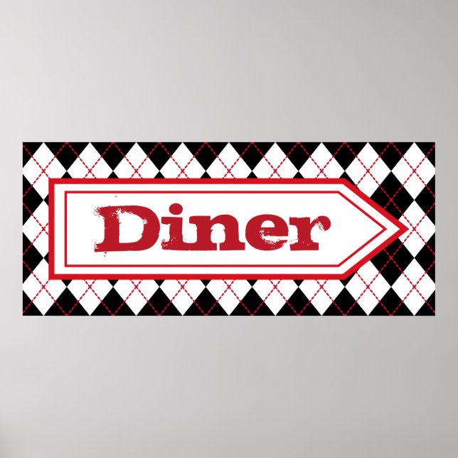 Póster Retro Diner Rótulo Wall Art Poster (Frente)