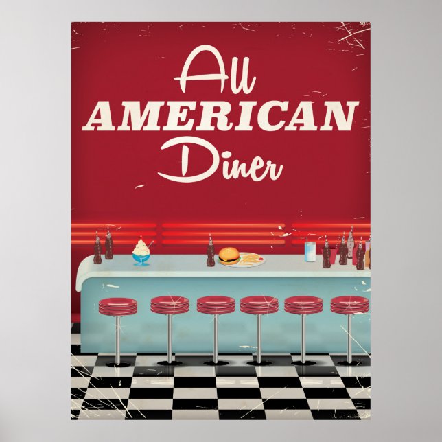 Póster Retro Diner Todo Americano (Frente)