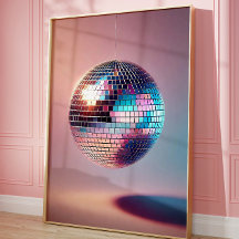 Retro Disco Ball Wall Art, estética 70
