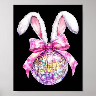 Póster Retro Disco Byll Bunny Coquette Bow Easter Day Gir