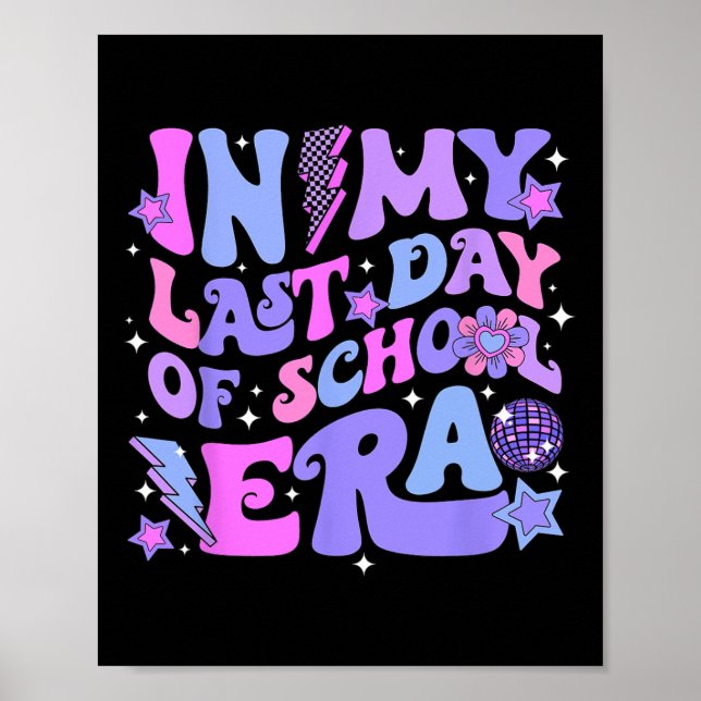 Póster Retro Disco Groovy Hola Verano En Mi Último Día De (Frente)