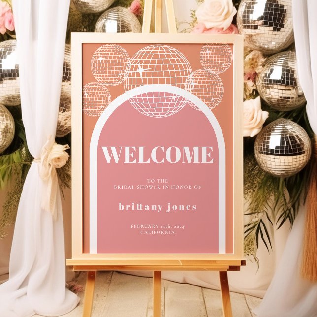 Póster Retro Disco rosa y Naranja Groovy ducha de novias (Subido por el creador)