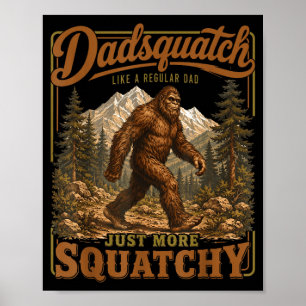 Póster Retro divertido dadsquatch sasquatch papá día del