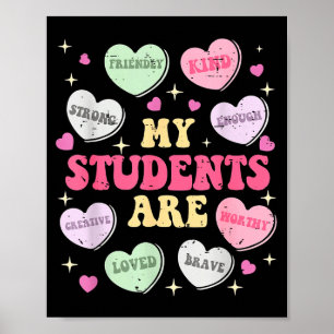 Póster Retro Divertido Mis Estudiantes Son San Valentín P