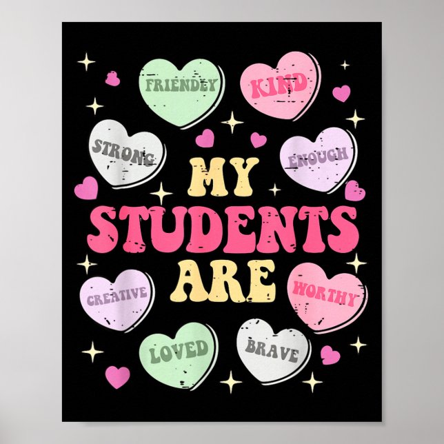 Póster Retro Divertido Mis Estudiantes Son San Valentín P (Frente)