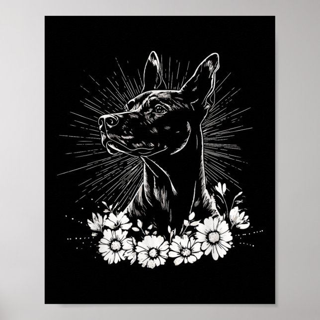 Póster Retro Doberman Pinscher Dog Lover Tattoo Style (Frente)