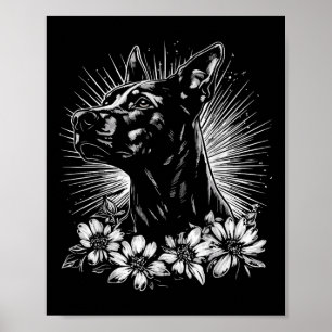 Póster Retro Doberman Pinscher Dog Lover Tattoo Style _1