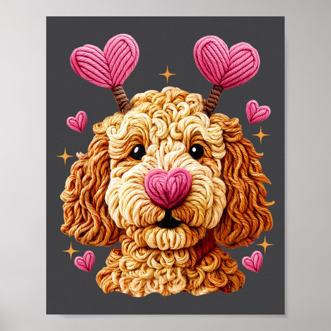 Póster Retro Dog Goldendoodle Valentines Funny Gift Women (Frente)