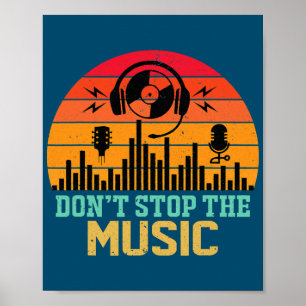 Póster Retro Don't Stop The Music Lover Sound Headphones