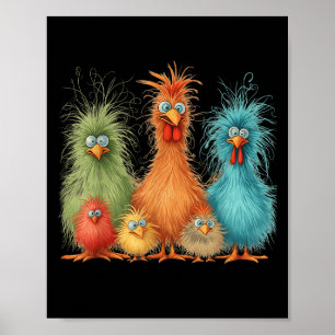 Póster Retro Eagerlys Colorful Funny Chickart, Para Hombr