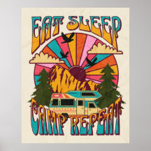 Retro Eat Sleep Camp Repetir