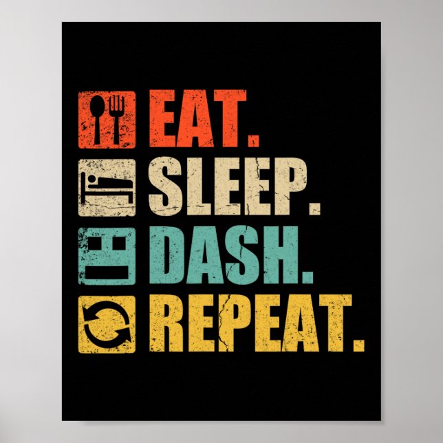 Póster Retro Eat Sleep Dash Repeat Video Game  (Frente)