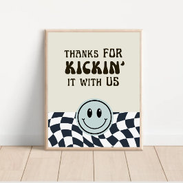 Póster Retro en blanco y negro Gracias por patear el cart