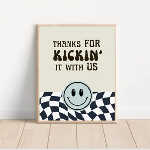 Póster Retro en blanco y negro Gracias por patear el cart