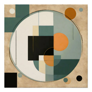 Póster Retro en negrita: Círculos abstractos y Rectángulo