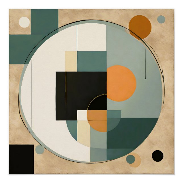 Póster Retro en negrita: Círculos abstractos y Rectángulo (Anverso)