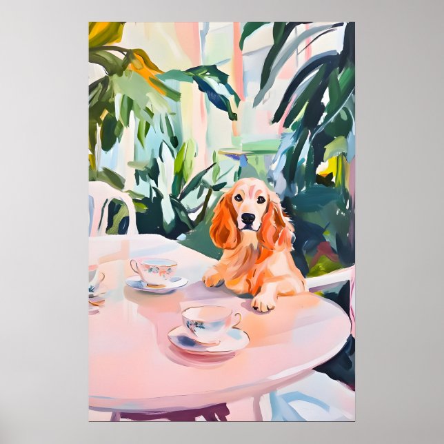 Póster Retro English Cocker Spaniel Poster, Cocker (Frente)