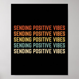 Póster Retro Enviando Vibes Positivas Diciendo Mentalidad