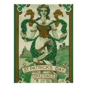 Póster Retro - Erin Go Braugh. Feliz día de San Patricio