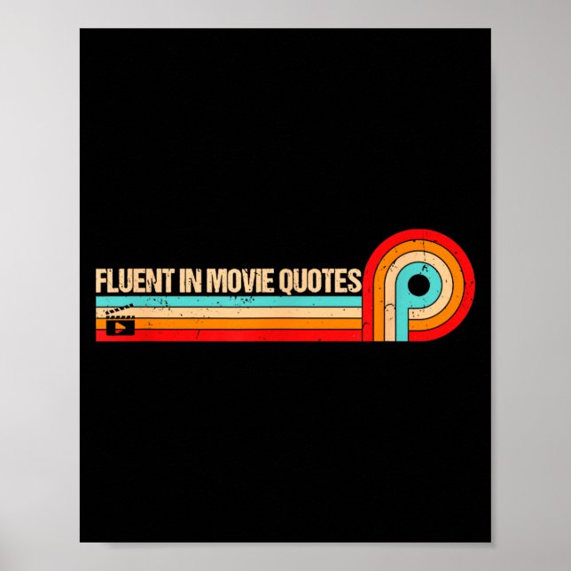 Póster Retro Es Funny Saying Fluent In Movie Quotes  (Frente)