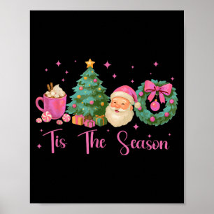 Póster Retro Es La Temporada Navidad Santa Alegre Cacao C