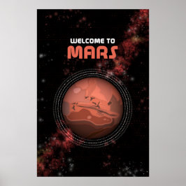 Póster Retro Espacio Ultraterrestre Marte Sistema Solar A