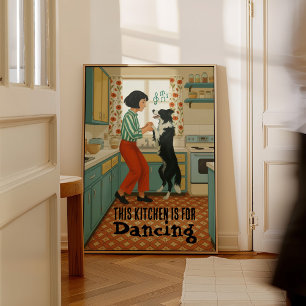 Póster Retro Esta Cocina es para Bailar