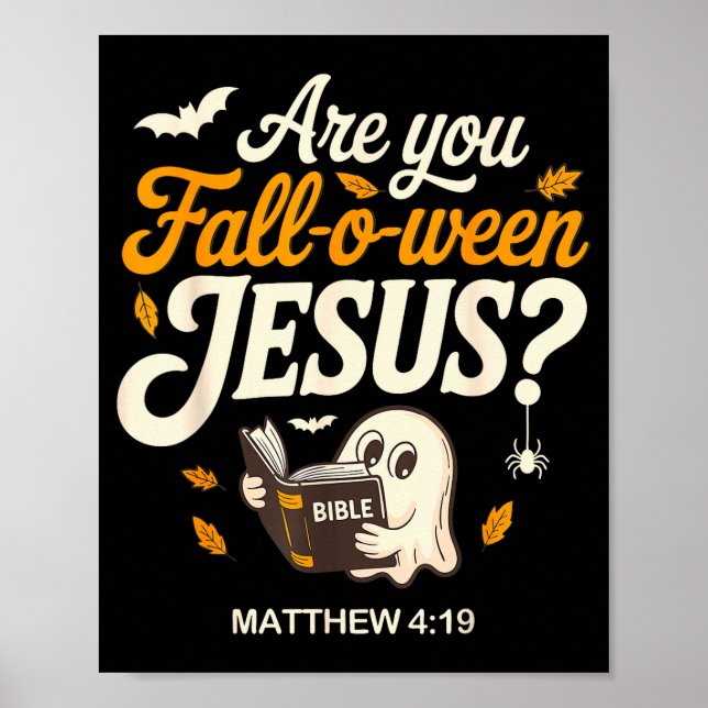 Póster Retro Fall Religious Bible Matthew Are You Fall-o- (Frente)