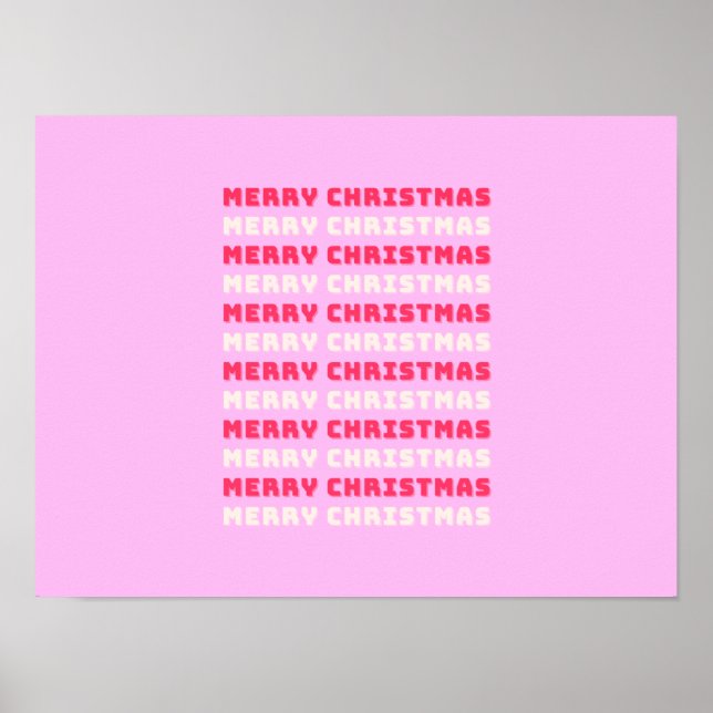 Póster Retro Feliz Navidad Pink Holiday Decppy Preppy (Frente)