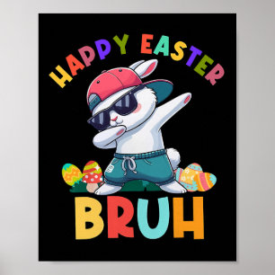 Póster Retro Feliz Pascua Bruh Dabbing Bunny Niños