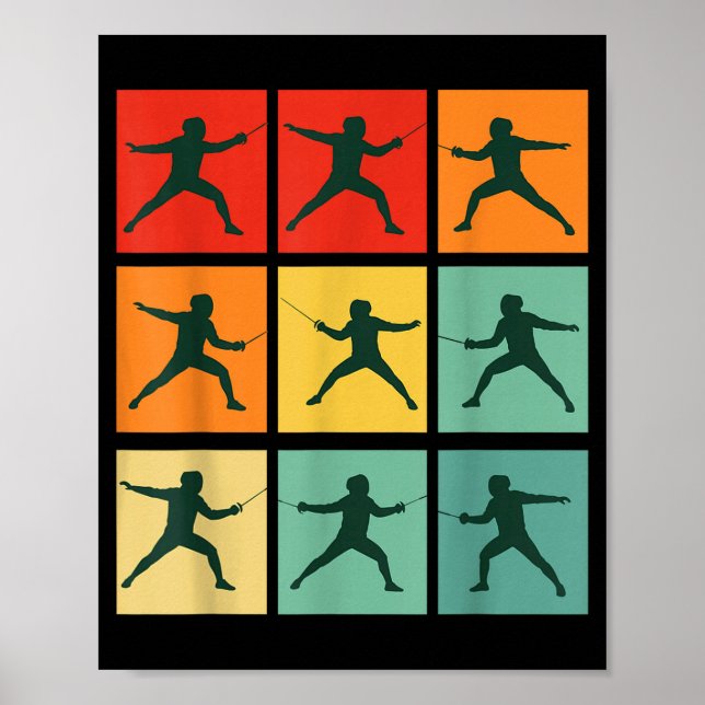 Póster Retro Fencing For Christmas Srty Fencer Athlete  (Frente)