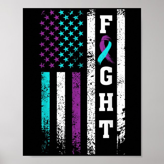 Póster Retro Fight Suicide Prevention Awareness Us Flag  (Frente)