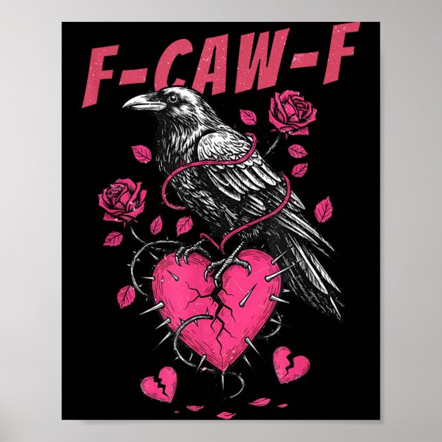 Póster Retro Floral Heart Raven F-caw-f Anti Valentin's D (Frente)