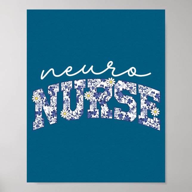 Póster Retro Floral Neuro Nurse Neurology Neurologist Rn  (Frente)