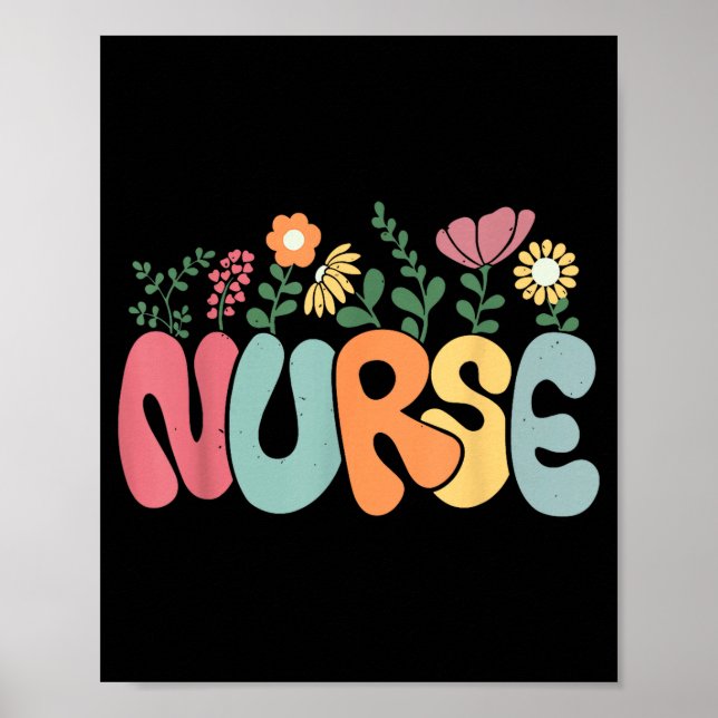 Póster Retro Floral Nurse Graphic Nursing Appreciation  (Frente)